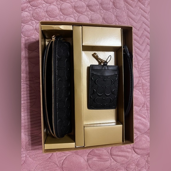 Coach Anna Foldover Clutch Crossbody And Card Case Set Signature CR982 - Picture 5 of 12